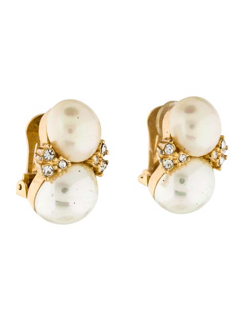 dior earclip|christian dior pearl earrings.